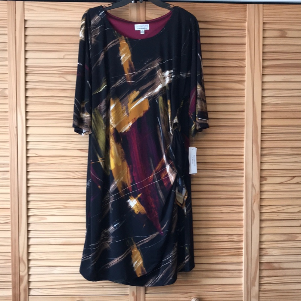 NWT, Multi-Color Faux Wrap Dress - Size 1X